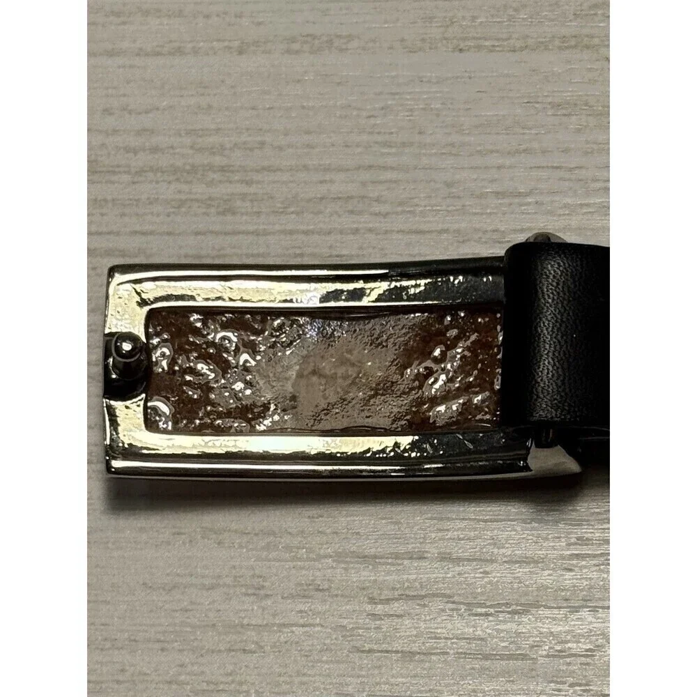 Qualheim Bollerini Belt Womens Size Small S Black Unique Bubble Glass Made Italy